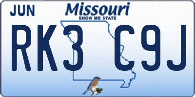 MO license plate RK3C9J
