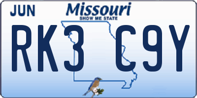 MO license plate RK3C9Y