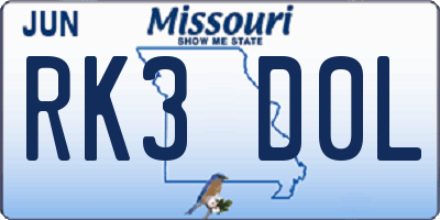 MO license plate RK3D0L