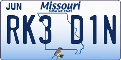 MO license plate RK3D1N