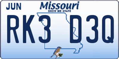 MO license plate RK3D3Q