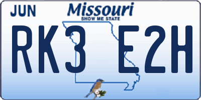 MO license plate RK3E2H