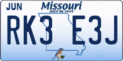MO license plate RK3E3J