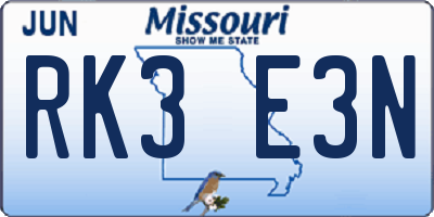 MO license plate RK3E3N
