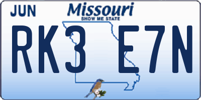 MO license plate RK3E7N