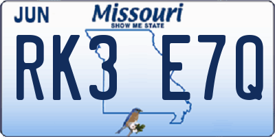 MO license plate RK3E7Q