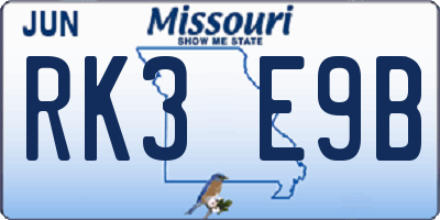 MO license plate RK3E9B