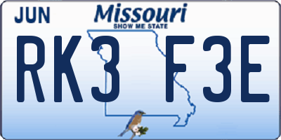 MO license plate RK3F3E