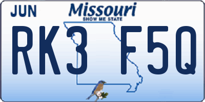 MO license plate RK3F5Q