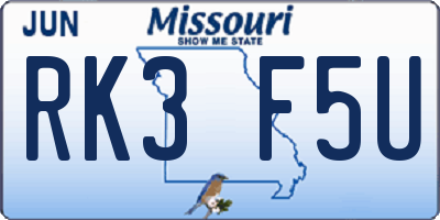 MO license plate RK3F5U