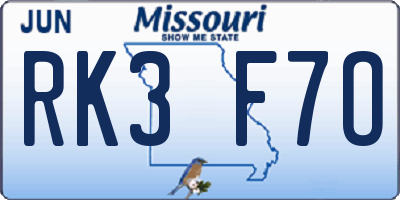 MO license plate RK3F7O