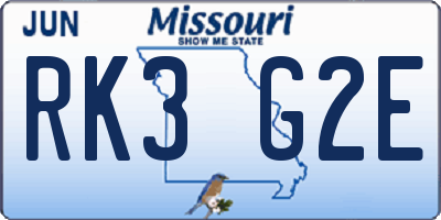MO license plate RK3G2E