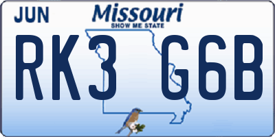 MO license plate RK3G6B