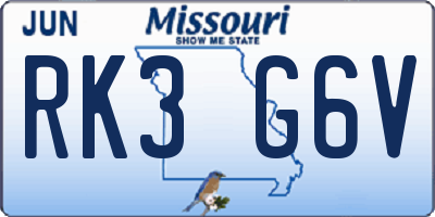 MO license plate RK3G6V