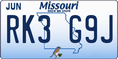 MO license plate RK3G9J