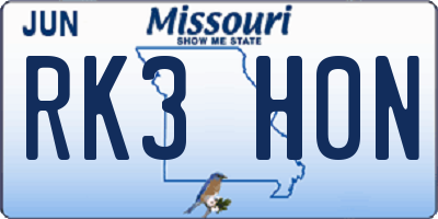 MO license plate RK3H0N