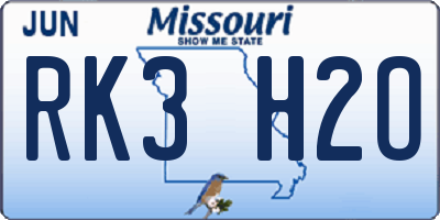 MO license plate RK3H2O