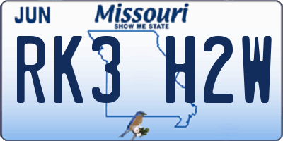 MO license plate RK3H2W