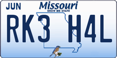 MO license plate RK3H4L