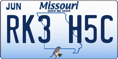 MO license plate RK3H5C