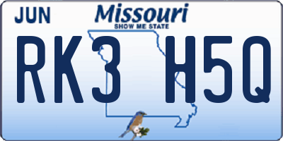 MO license plate RK3H5Q