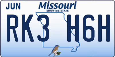 MO license plate RK3H6H
