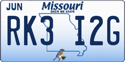 MO license plate RK3I2G