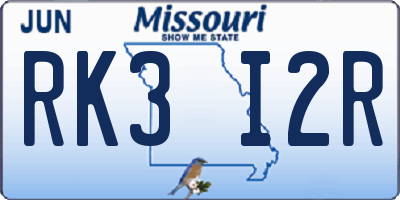 MO license plate RK3I2R