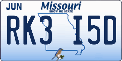 MO license plate RK3I5D