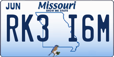 MO license plate RK3I6M