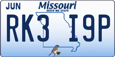 MO license plate RK3I9P