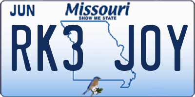 MO license plate RK3J0Y