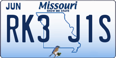 MO license plate RK3J1S