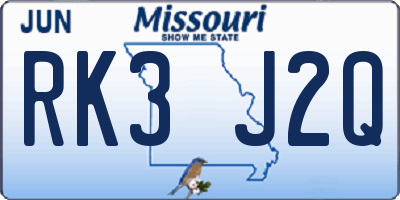 MO license plate RK3J2Q