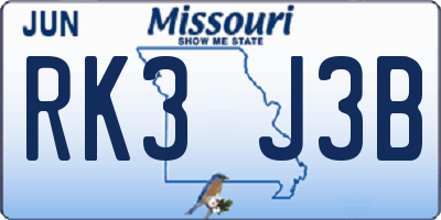 MO license plate RK3J3B