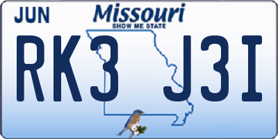 MO license plate RK3J3I