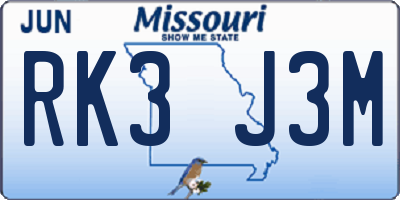 MO license plate RK3J3M