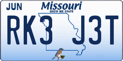 MO license plate RK3J3T