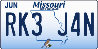MO license plate RK3J4N