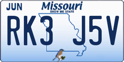 MO license plate RK3J5V