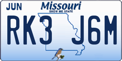 MO license plate RK3J6M