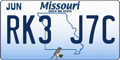 MO license plate RK3J7C