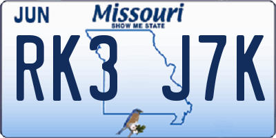MO license plate RK3J7K