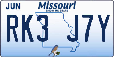 MO license plate RK3J7Y