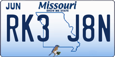MO license plate RK3J8N