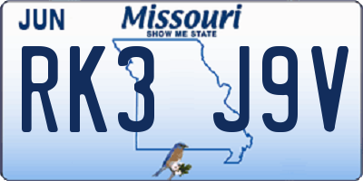 MO license plate RK3J9V