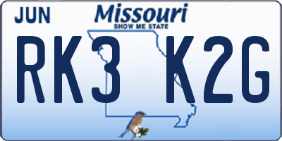 MO license plate RK3K2G