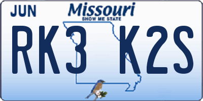 MO license plate RK3K2S