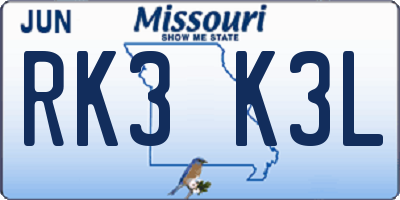MO license plate RK3K3L