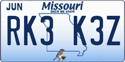 MO license plate RK3K3Z